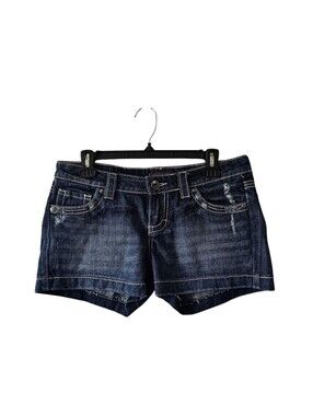 BU From Malibu Vintage Jean Shorts Size 5 Low Rise Thick Stitch Distressed Y2K